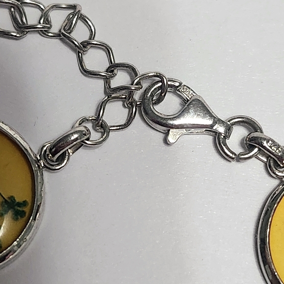 Sterling Silver Real Flower Link Bracelet - Picture 5 of 7